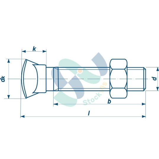 Tête ovale collet carré M12X60 8.8 ZING