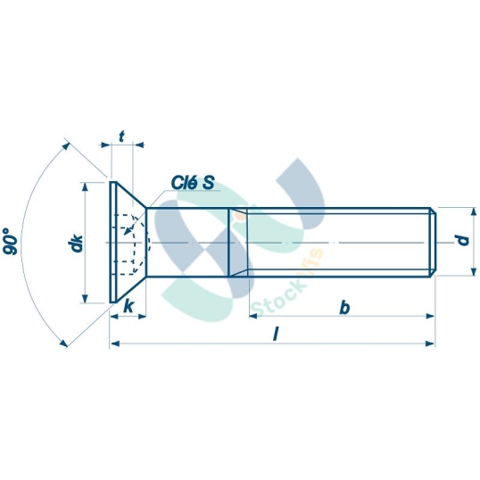 DIN 7991 M14X90 CL 10.9 Zingué bleu