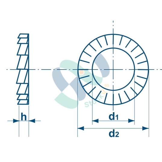 ROND.EVENT. DIN 6798A, DENT.EXT. M2 ZING(2,2X4,5X0,3)