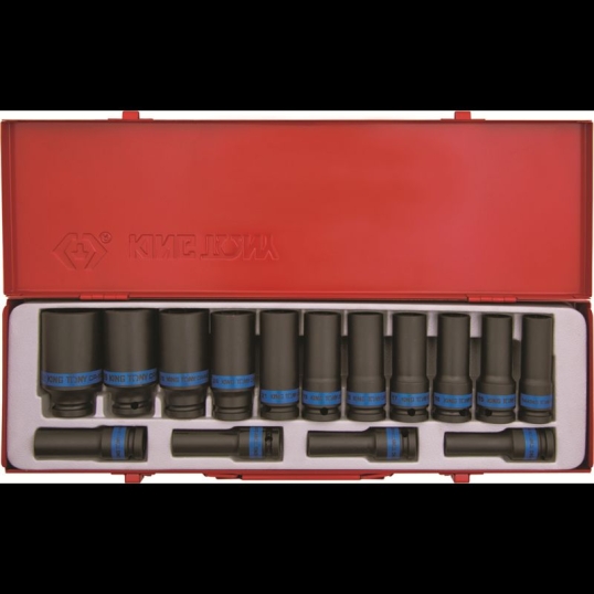 COFFRET DOUILLES A CHOCS LONGUES 1/2",6PANS,METRIQUES -15PCS