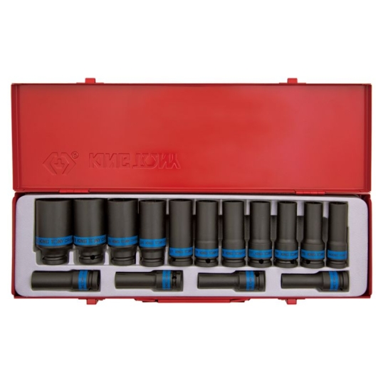 COFFRET DOUILLES A CHOCS LONGUES 1/2",6PANS,METRIQUES -15PCS