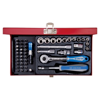 COFFRET DOUILLES METRIQUES ET ACCESSOIRES 1/4" 51PCS