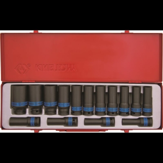 COFFRET DOUILLES A CHOCS LONGUES 1/2",6PANS,METRIQUES -15PCS