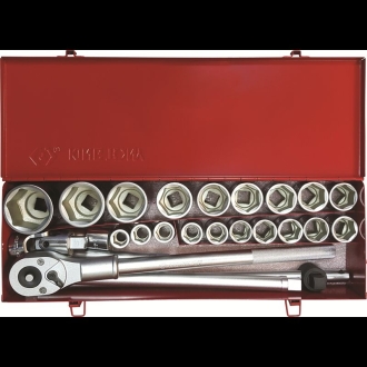 COFFRET DOUILLES 3/4" METRIQUES AVEC ACCESSOIRES -25PCS