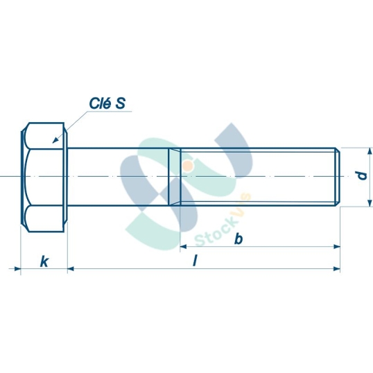 DIN 931 M8X70 Classe 8.8 zingué