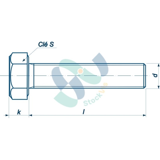 DIN 933 M16X50 Classe 8.8 zingué