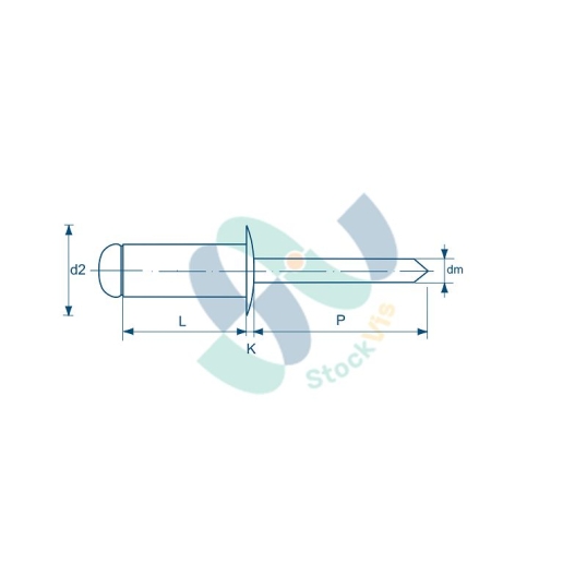 RIVET AV T.PLATE INOX A2/A2 3X6 ep1-3mm