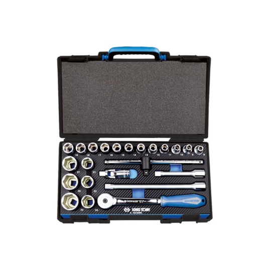 COFFRET DOUILLES 1/2" 6 PANS METRIQUES ET ACCESSOIRES 23 PCS