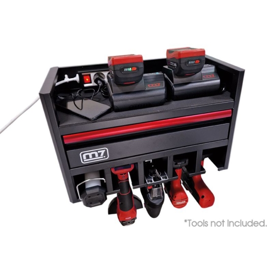 Étagère murale avec multiprise pour outils électroportatifs