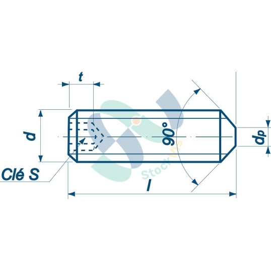 DIN 914  M6X16  45H Zingué bleu
